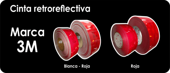 Cinta retroreflectiva Marca 3M: Colores en Roja y Blanca-roja